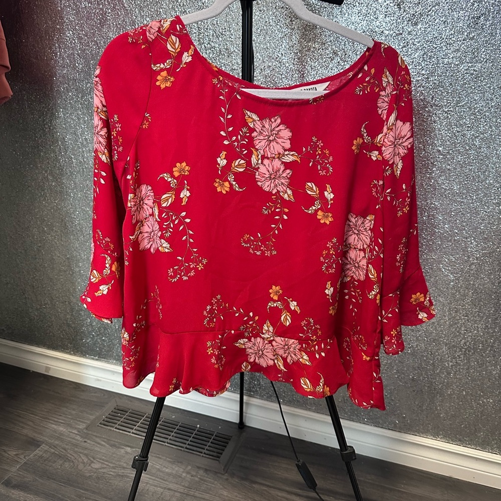 BB Dakota - Red Floral Blouse